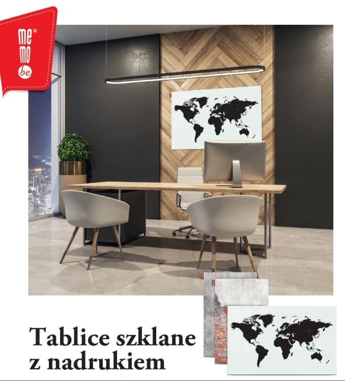 Tablica szklana MEMOBE, magnetyczna, z nadrukiem betonu, pionowa, półka, 40x60 cm – zdjęcie 3