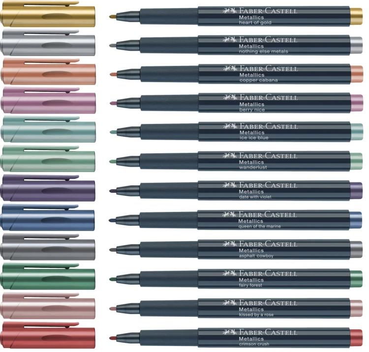 PISAKI METALICZNE METALLICS DISPLAY (120x POJEDYNCZE KOLORY, 10xOPAKOWANIE 6 SZTUK, 5xOPAKOWANIE 12 SZT.) FABER-CASTELL – zdjęcie 2
