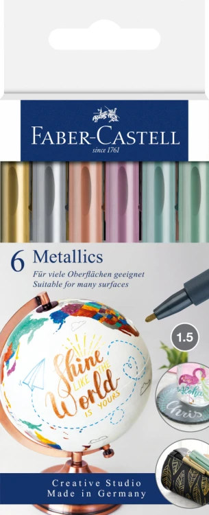 PISAKI METALICZNE METALLICS DISPLAY (120x POJEDYNCZE KOLORY, 10xOPAKOWANIE 6 SZTUK, 5xOPAKOWANIE 12 SZT.) FABER-CASTELL – zdjęcie 3