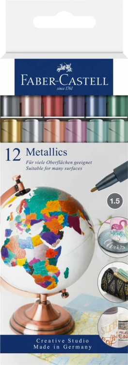 PISAKI METALICZNE METALLICS DISPLAY (120x POJEDYNCZE KOLORY, 10xOPAKOWANIE 6 SZTUK, 5xOPAKOWANIE 12 SZT.) FABER-CASTELL – zdjęcie 4