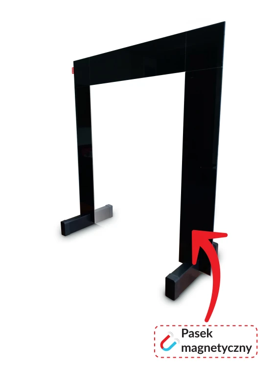 Przegroda biurkowa MEMOBE, szkło hartowane bezbarwne 4 mm, magnetyczny pasek, plastikowa podstawa, 80x60 cm – zdjęcie 2