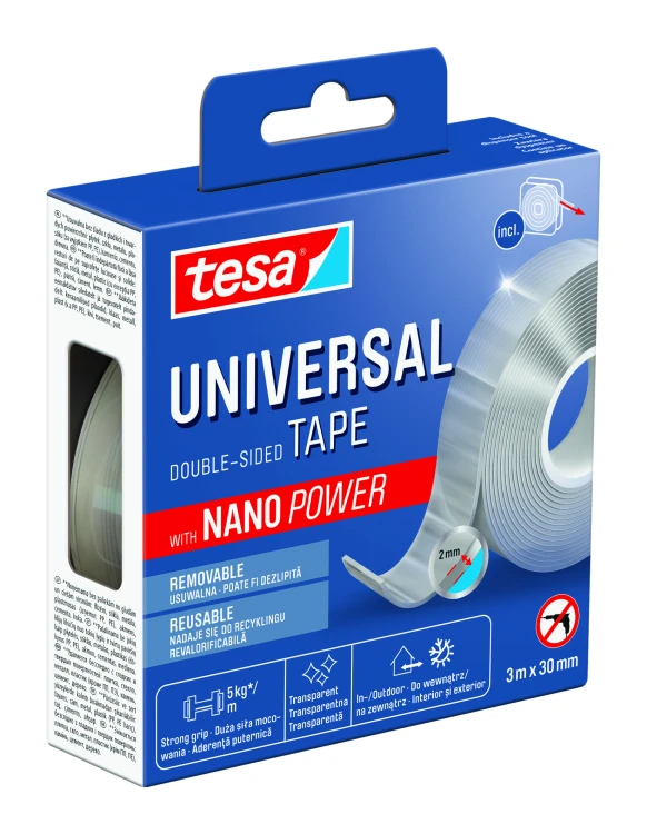 TAŚMA MONTAŻOWA DWUSTRONNA TESA NANO POWER TRANSPARENTNA 3M x 30MM – zdjęcie 2