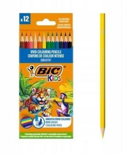 Kredki ołówkowe 12kol Kids Eco Smooth BIC 525786