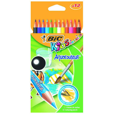 Kredki ołówkowe 12 kolorów Kids Aquacouleur BIC 8575614