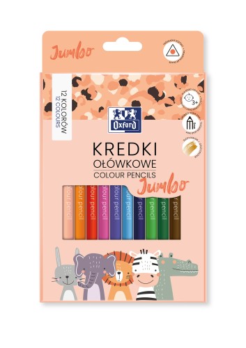 Kredki ołówkowe 12 kolorów trójkątne Kids Jumbo Oxford HAMELIN 400174529