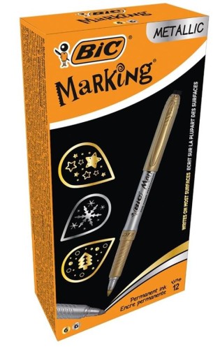 BIC Intensity Marking Metallic Marker Złoty&Srebrny Pudełko 12szt